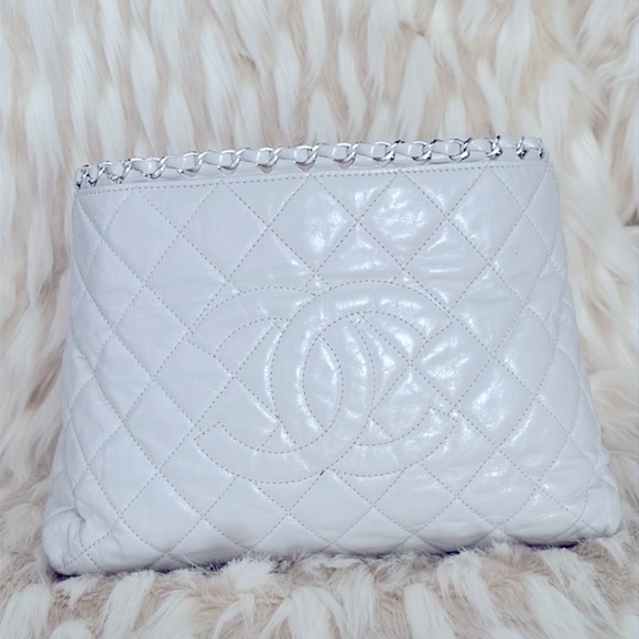 CHANEL White Leather bag‎ authentic 100% - Picture 1 of 16